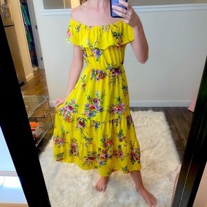 Midi Aqua off the shoulder dress!